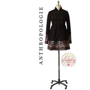 Anthropologie Plenty By Tracy Reese Embroidered Wool Black Coat 4